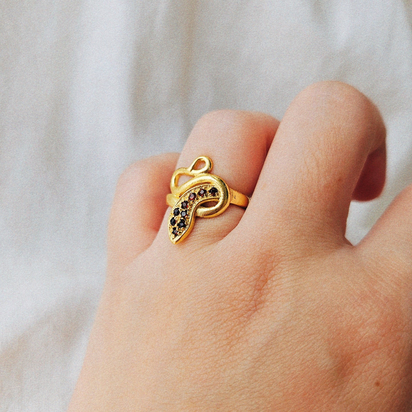 Garnet Studded Snake Ring (5.5)
