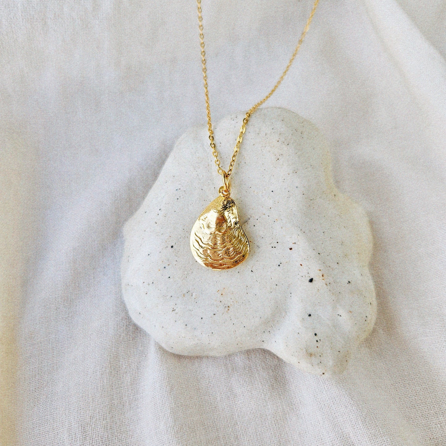 Vintage Oyster Shell Charm Necklace