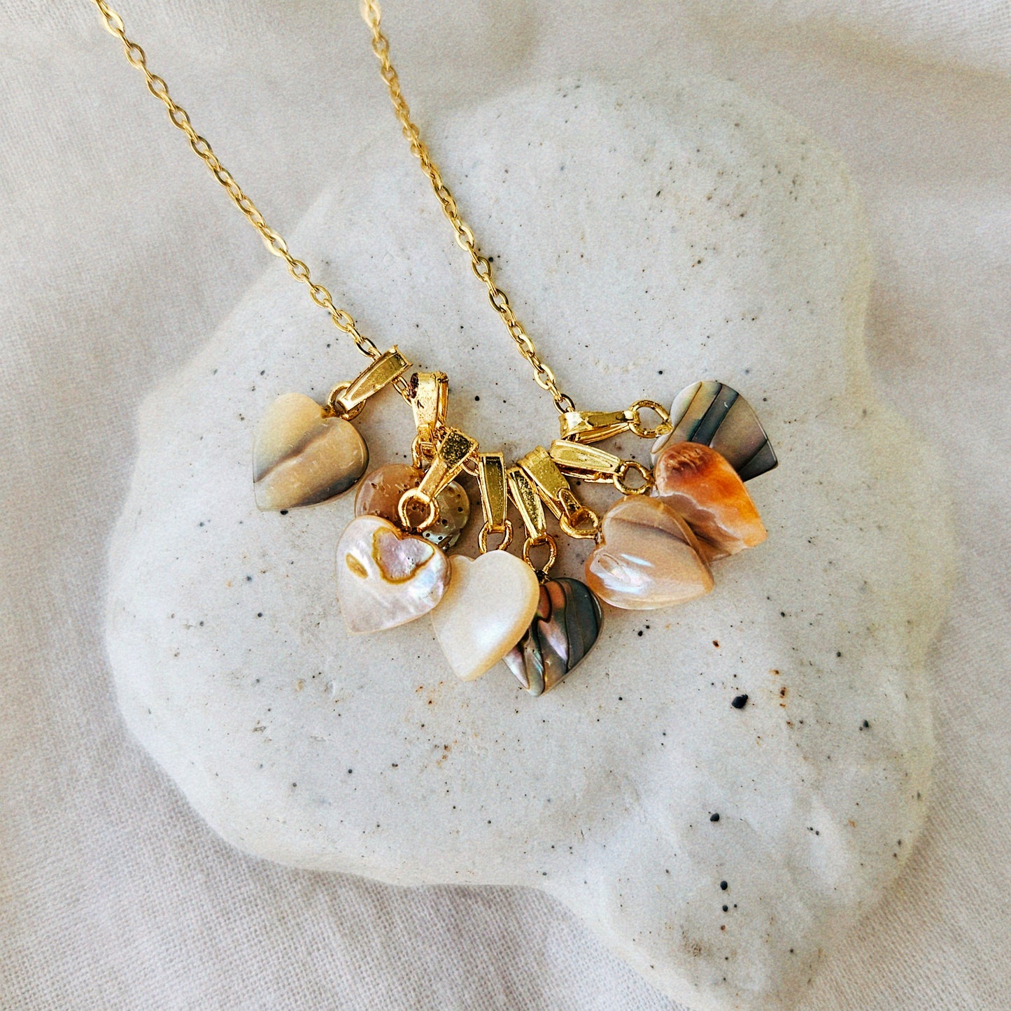 Vintage Carved Seashell Heart Necklace
